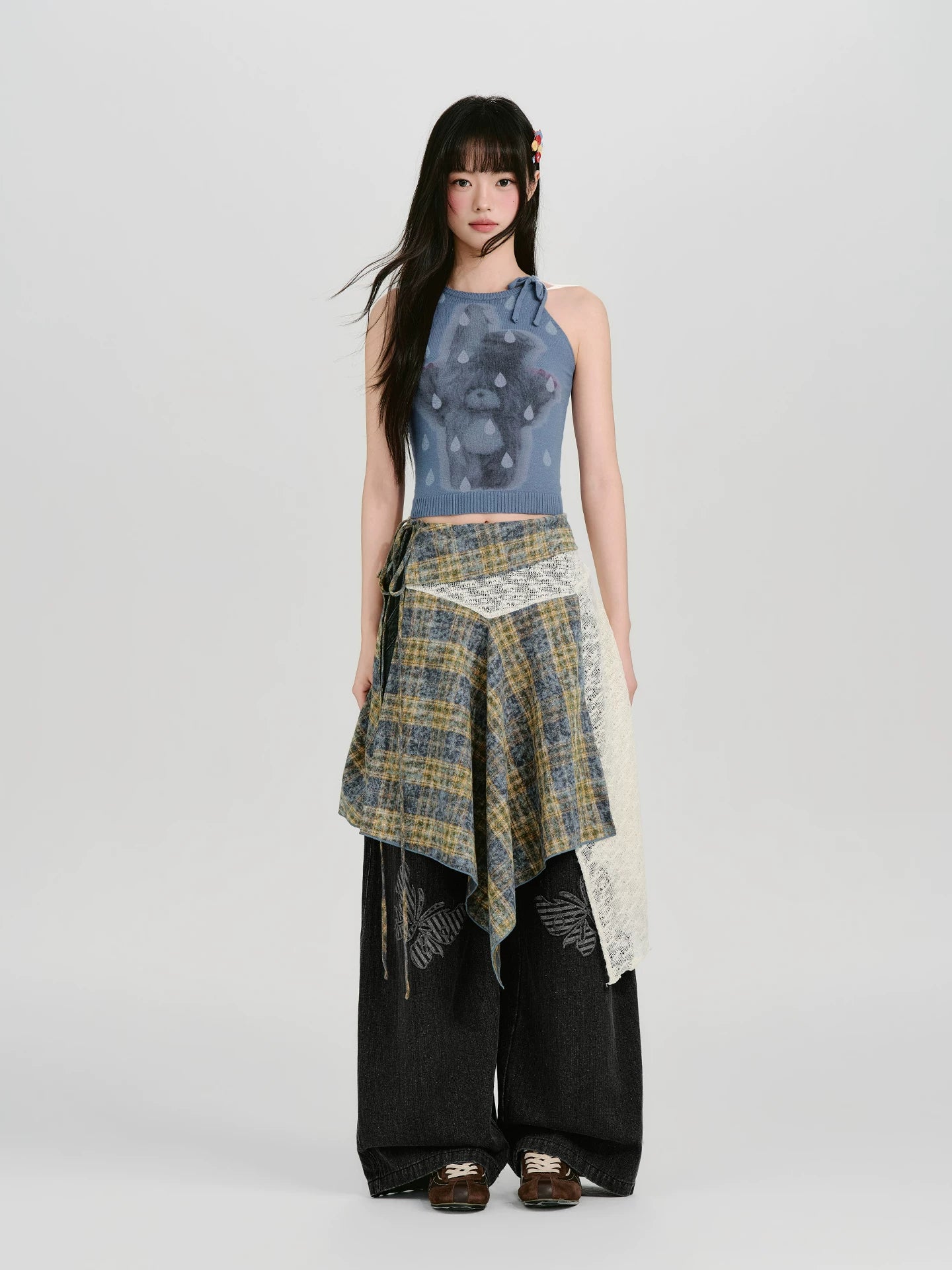 Girlyhalo Vintage Patch Embroidered Straight Jeans