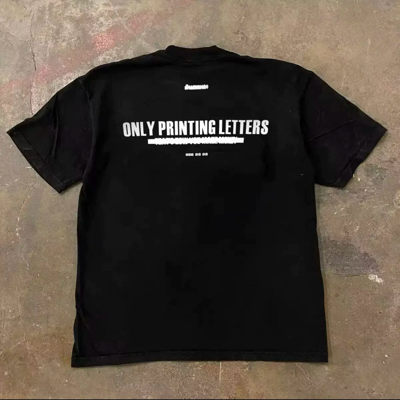 UPUPXIA Letter Print Casual Versatile Tee