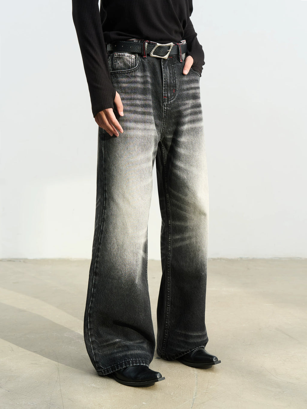 SOUTHFISH Retro Handmade Cat Whisker Jeans