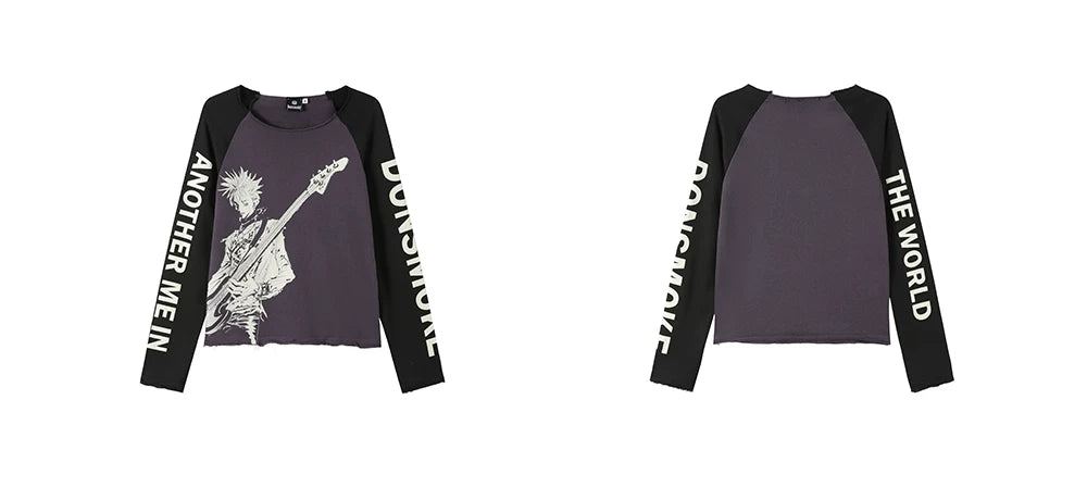 DONSMOKE Contrast Rough Sleeves Destructive Edge Sweater