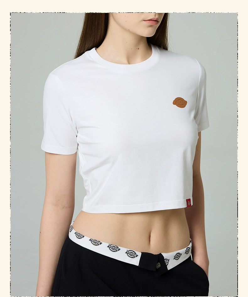 Dickies Elastic Slim Short Front Chest Small LOGO Printed Tee