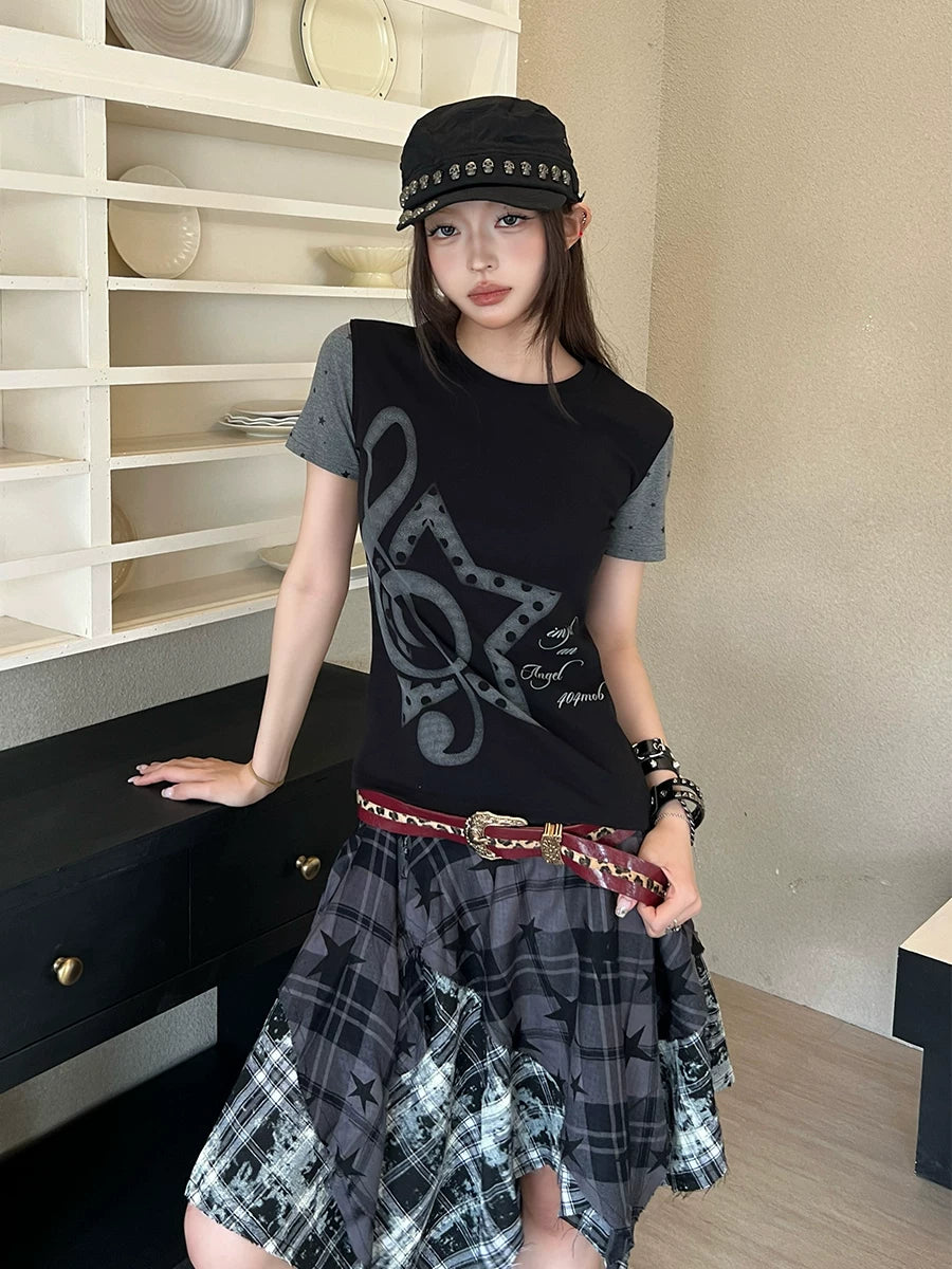 404MOB Versatile Sweet Music Note Print Thin Tee