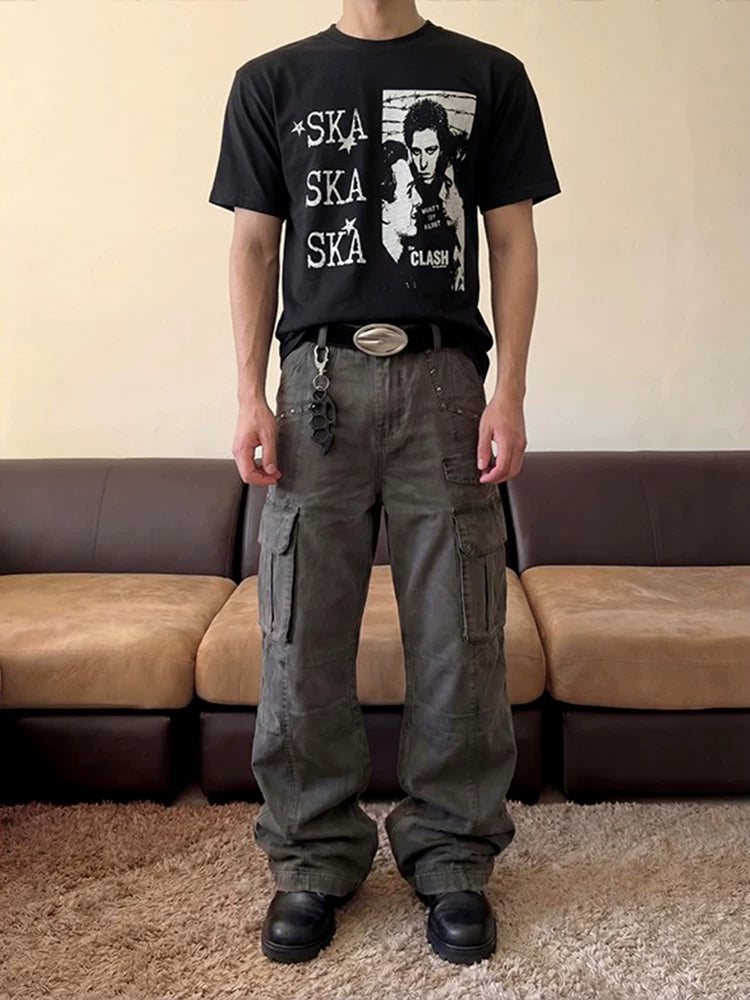 EME Vintage Multi-Pocket Loose Overalls