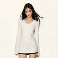 Cherry Melody V-Neck Slimming Long-Sleeve Top