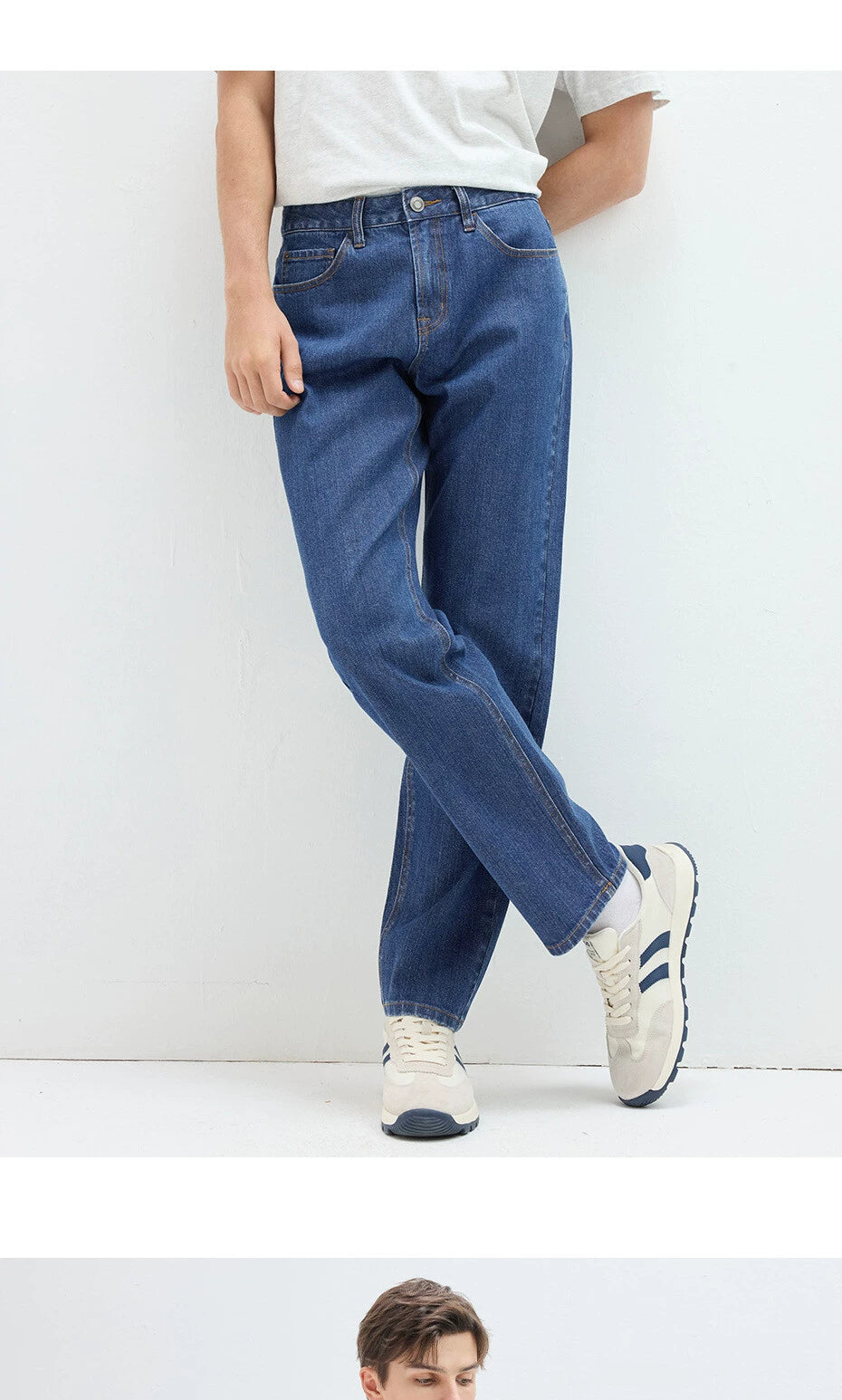 Giordano Straight Mid-waist Micro-elastic Denim Trousers
