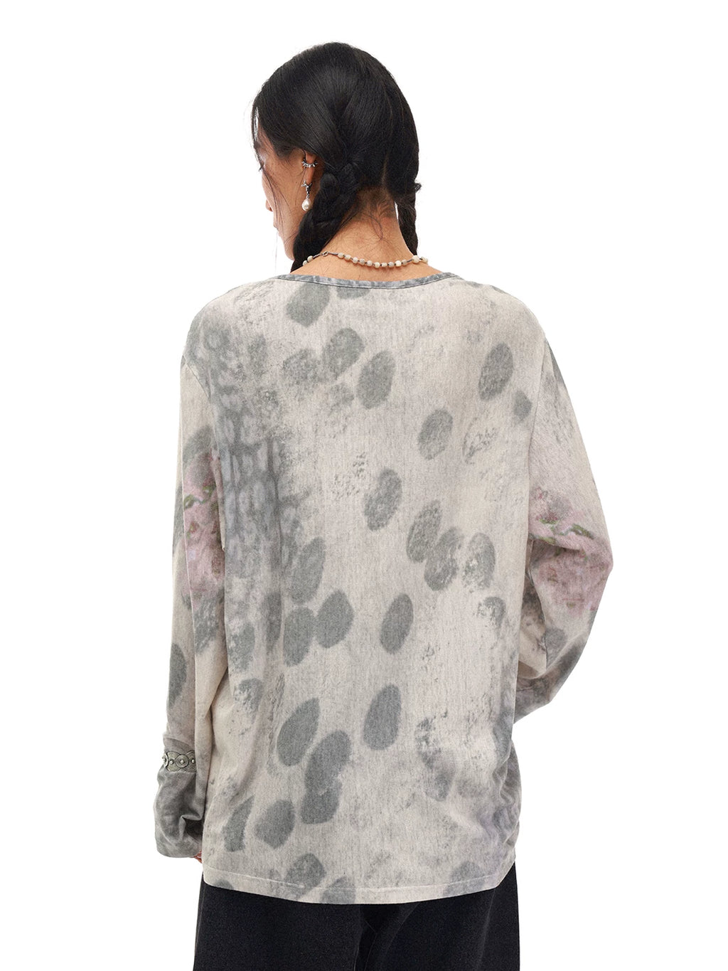 PHYS Spotted Floral Slack Shoulder Long Sleeve T-Shirt
