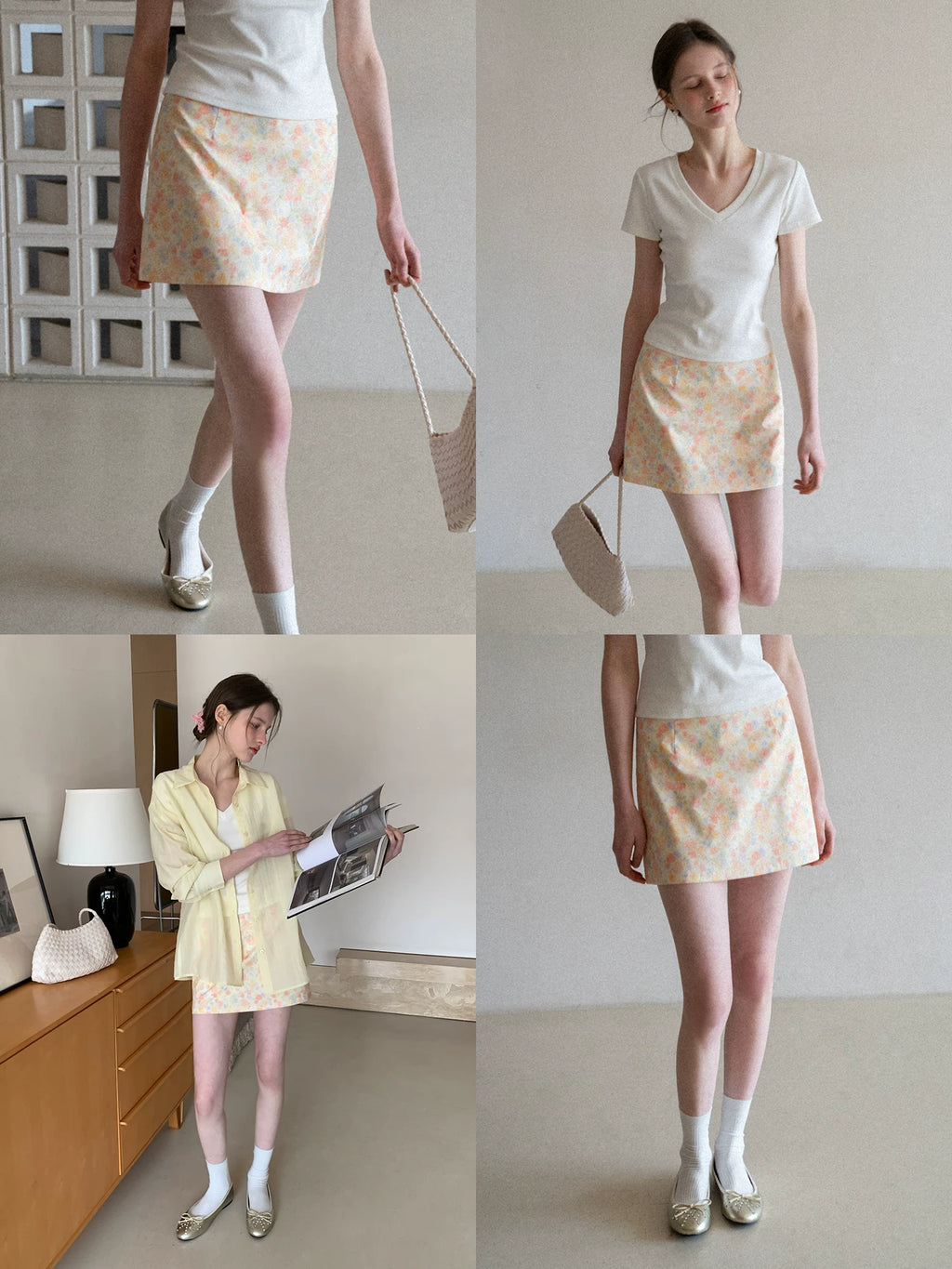 EGGKA Temperament High Waist A Word Floral Skirt