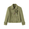 SASSY MOODY Retro Double-breasted Woolen Jacket A-shaped Skirt Set