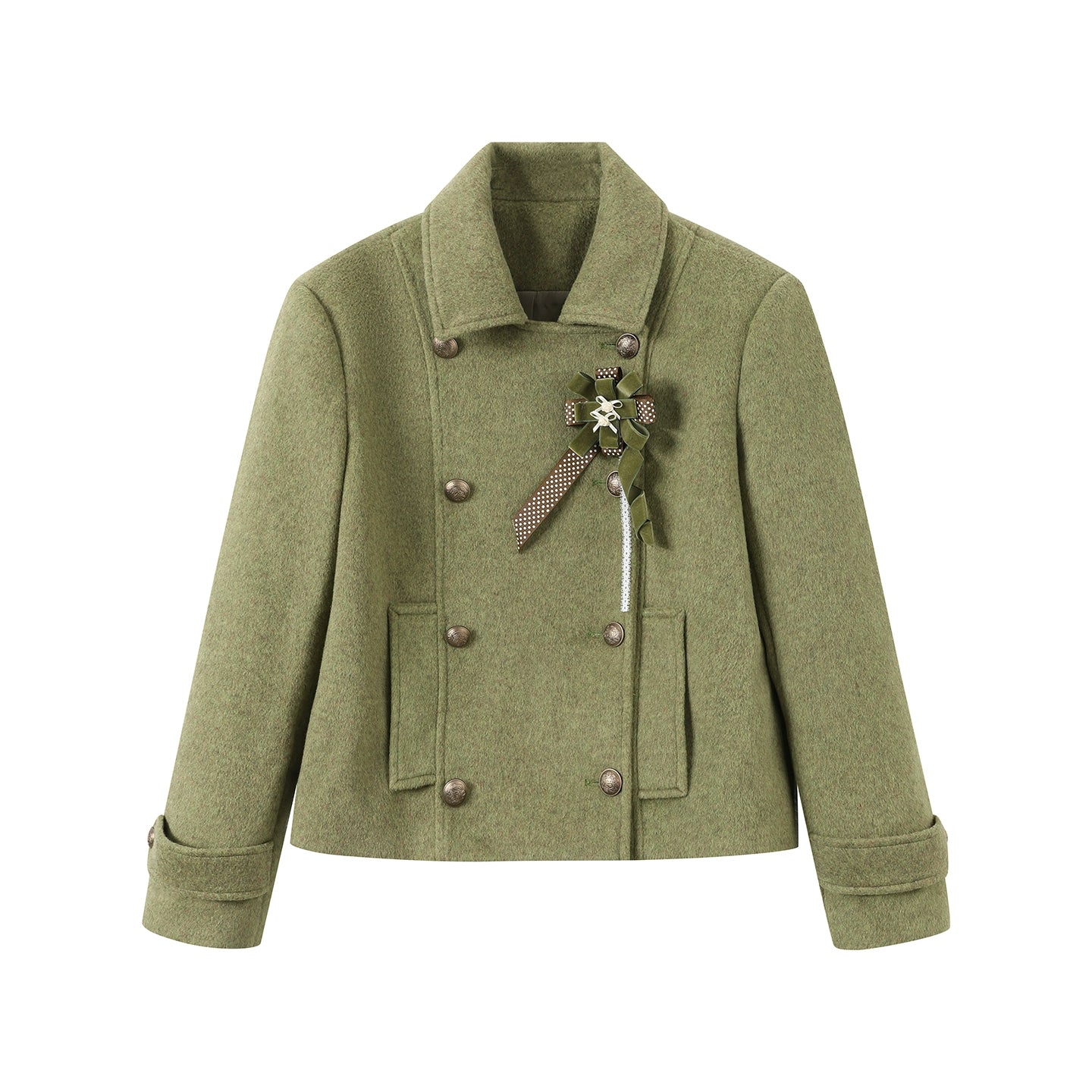 SASSY MOODY Retro Double-breasted Woolen Jacket A-shaped Skirt Set