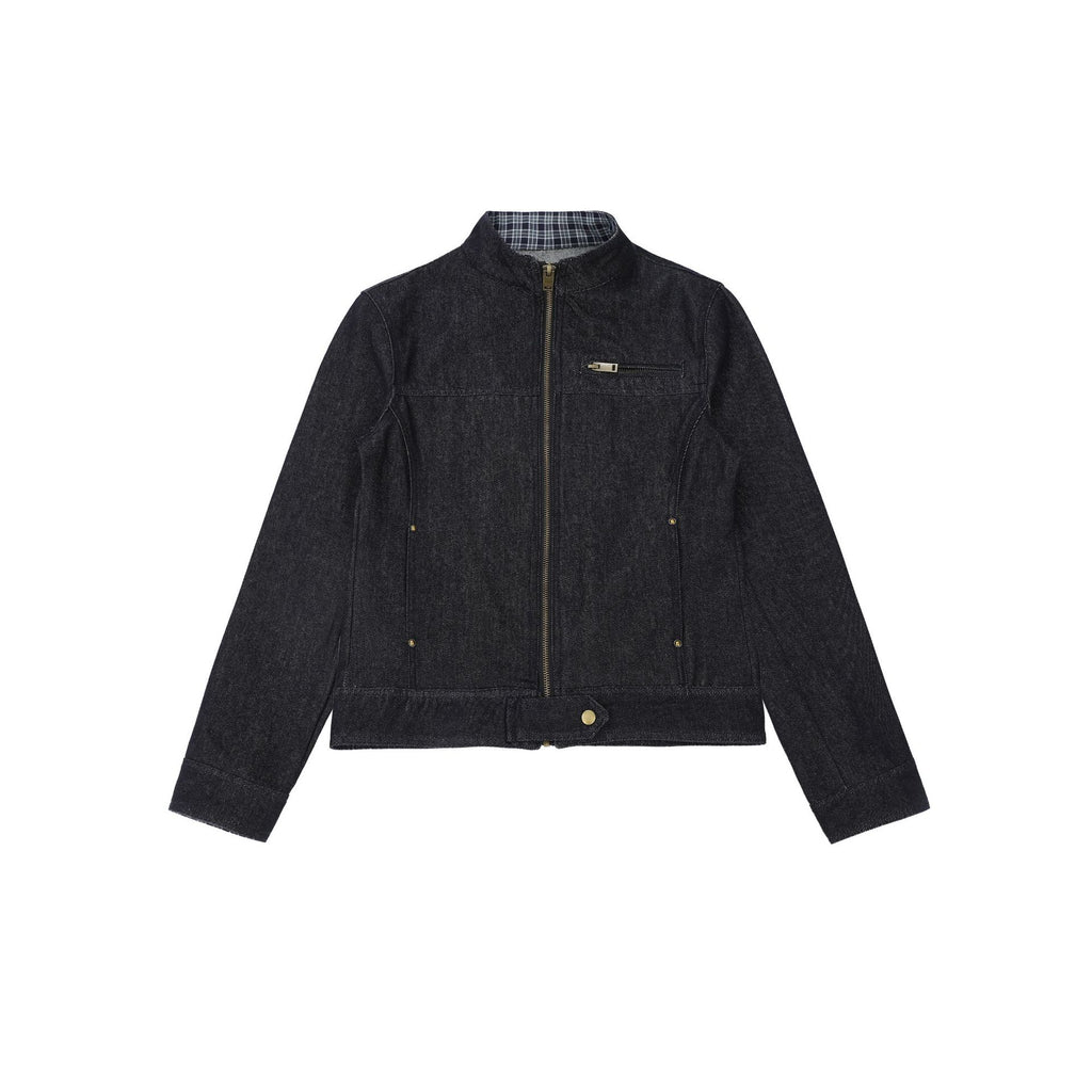 CHANYOOU Retro Stand-up Collar Contrasting Color Splicing Tooling Jacket