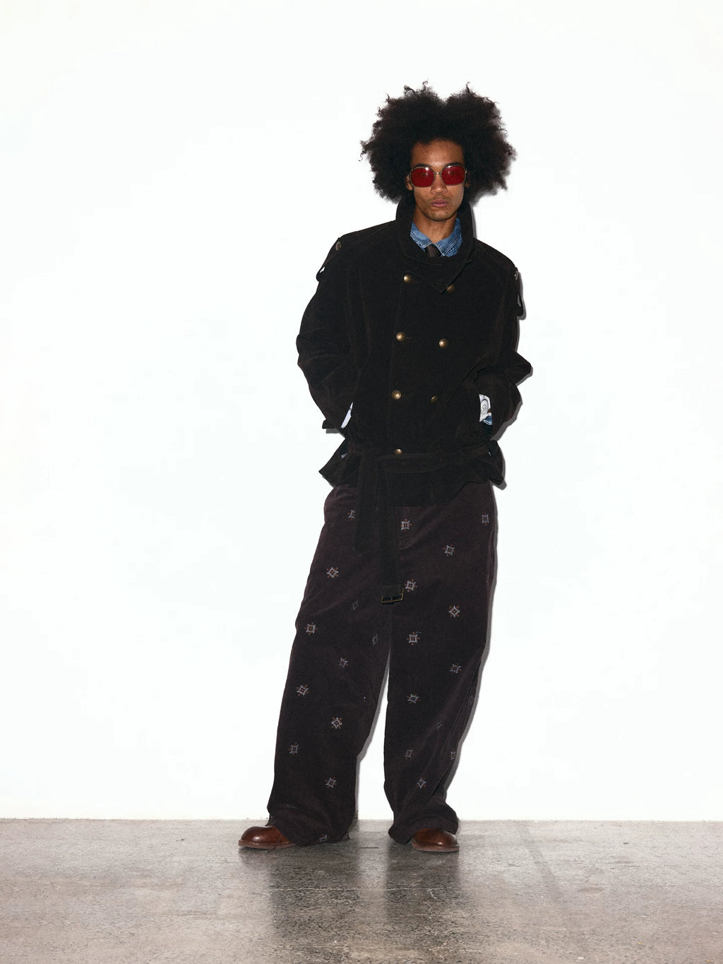 TREclub Padded Lapel Waist Double-breasted Trench Coat