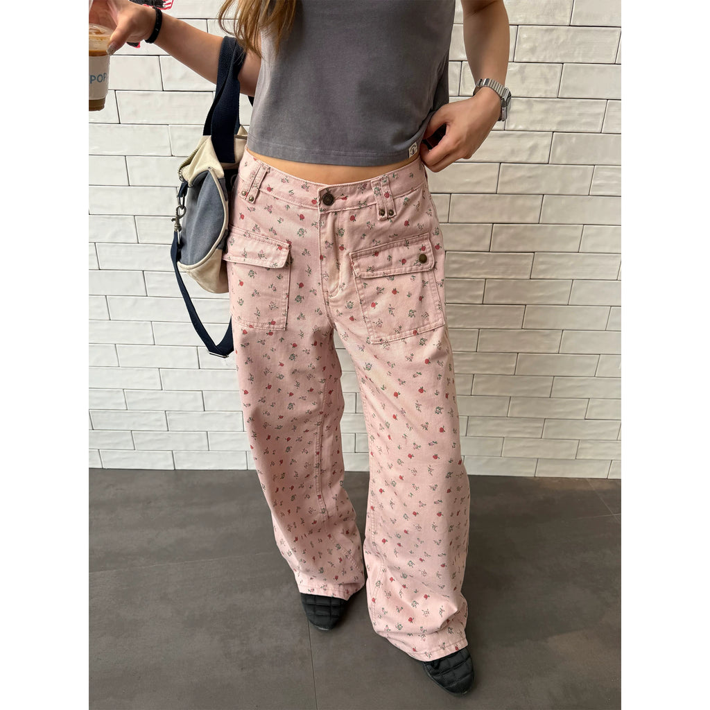 CCYE Floral Straight Versatile Drape Casual Pants