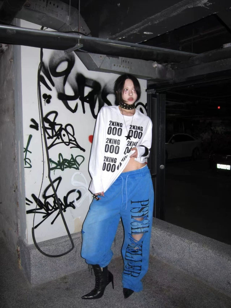 CHAI Cut and Faded Loose Trousers Sweatpants