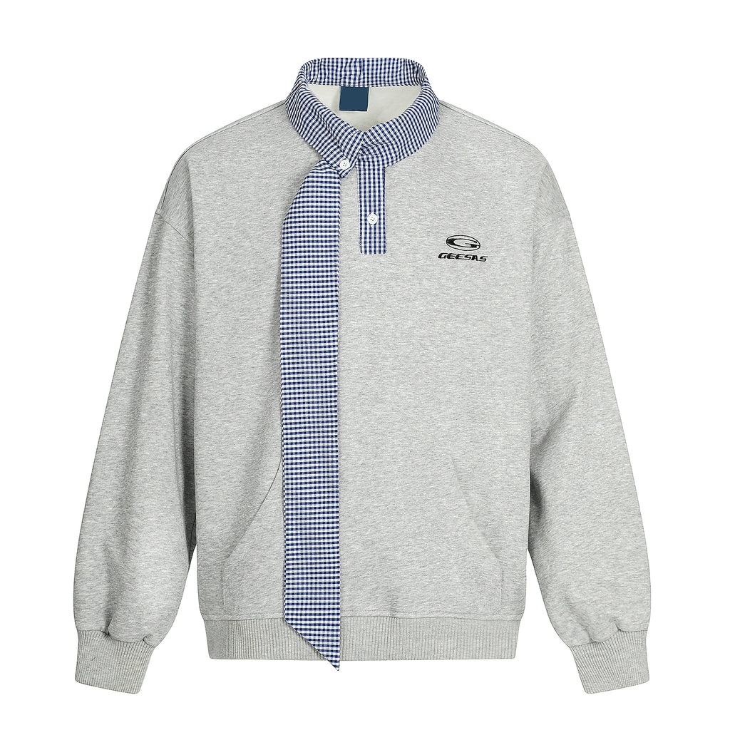 ALOHA Retro Neckline Splicing Fake Two-piece Sweater