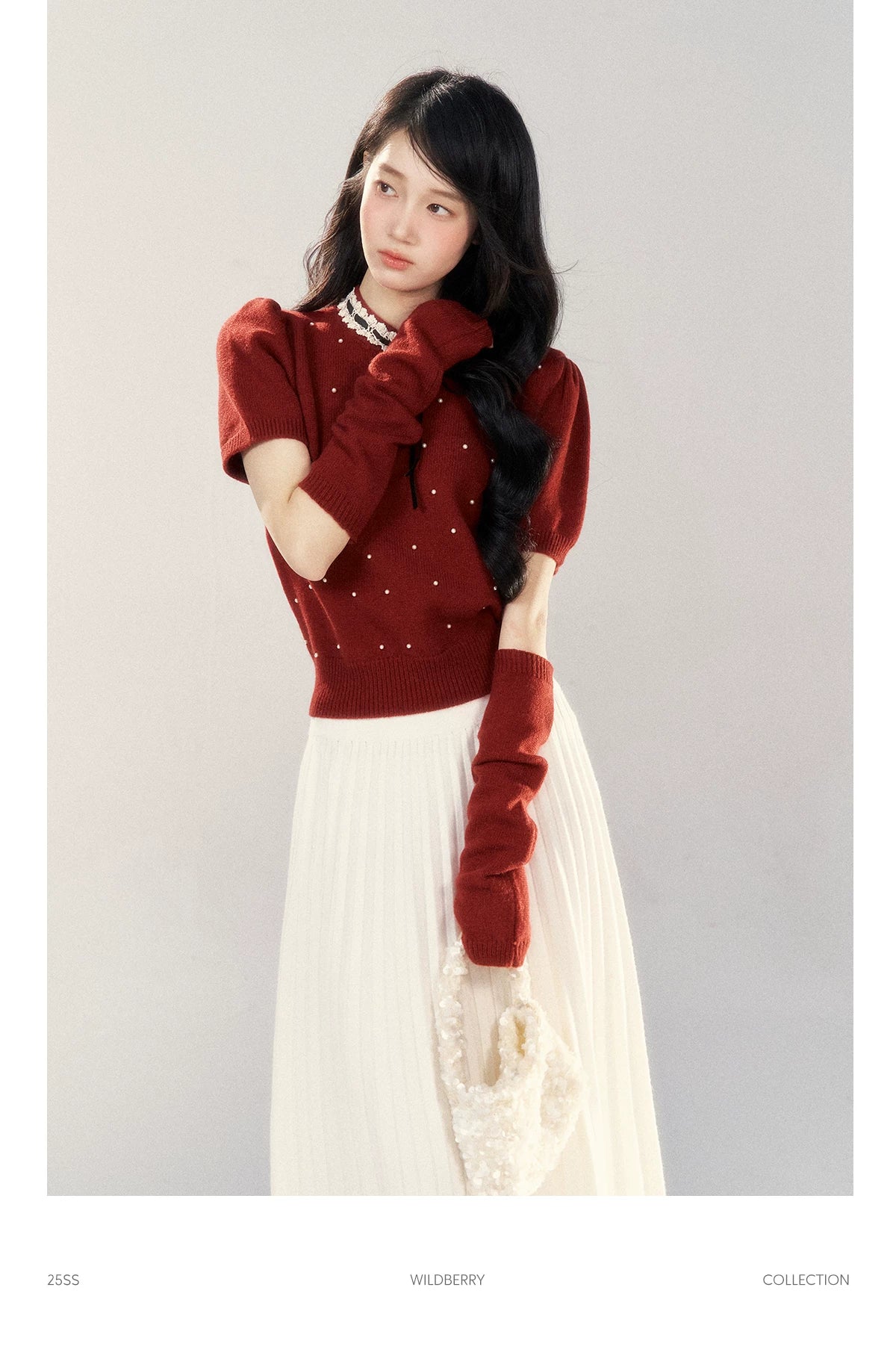 Wildberry Korean Fashion Sweet Polka Dot Knitted Sweater