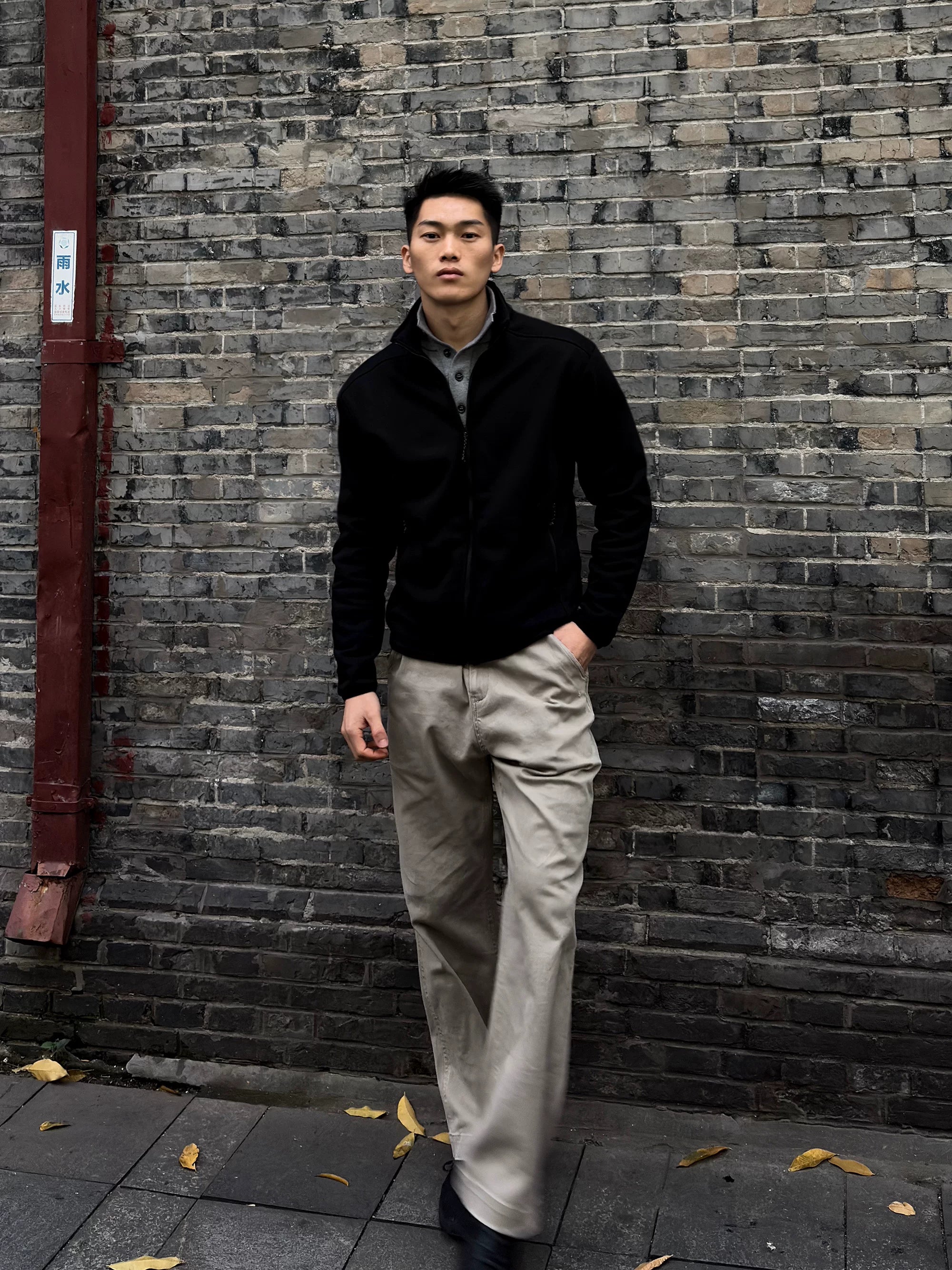 GTAL Heavyweight Textured Stand-up Collar Fleece Top Jacket