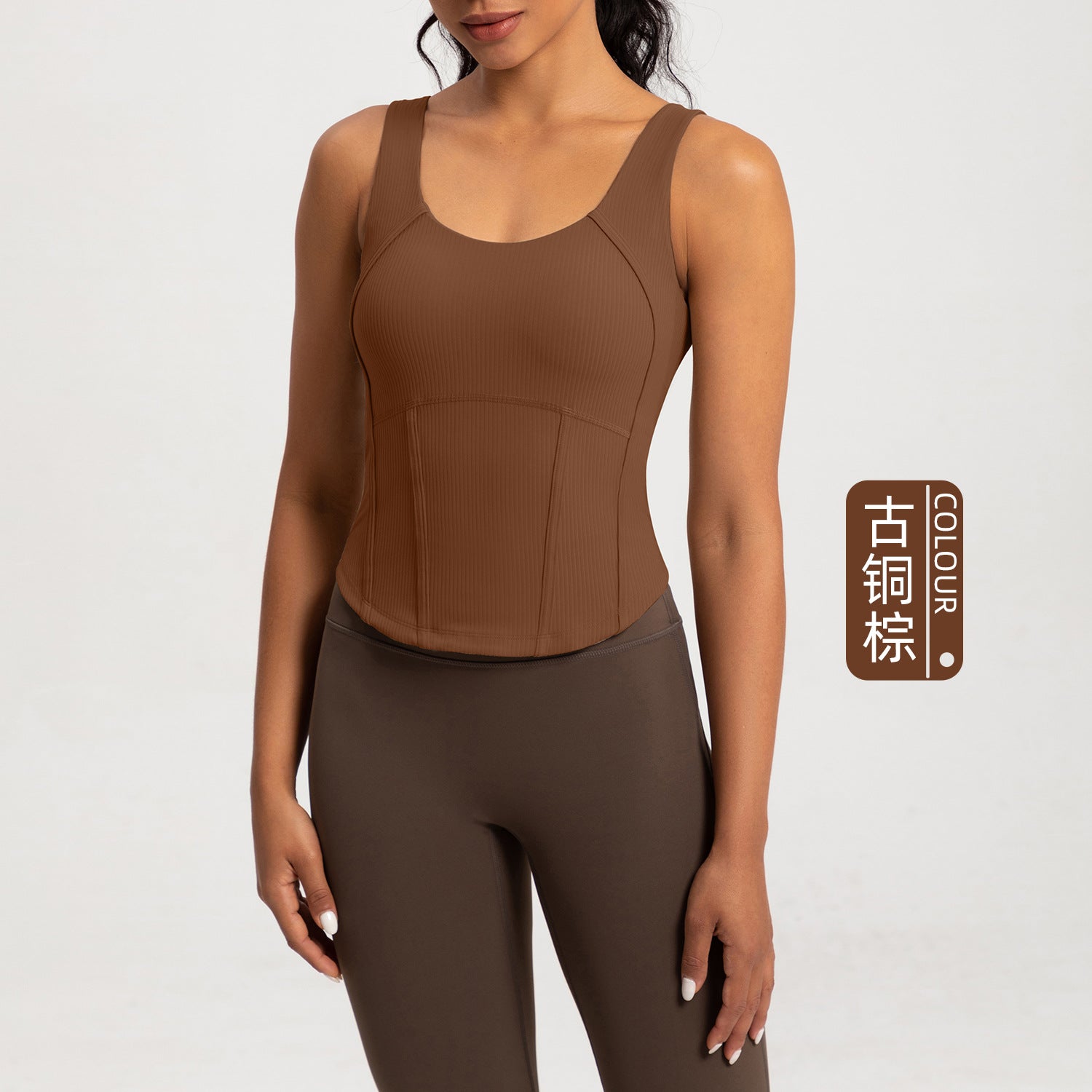 Athena Lulu Skinny Belly Ribbed Top with Chest Pads