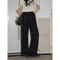 XUJING High-waisted Straight-leg Embroidered Slacks
