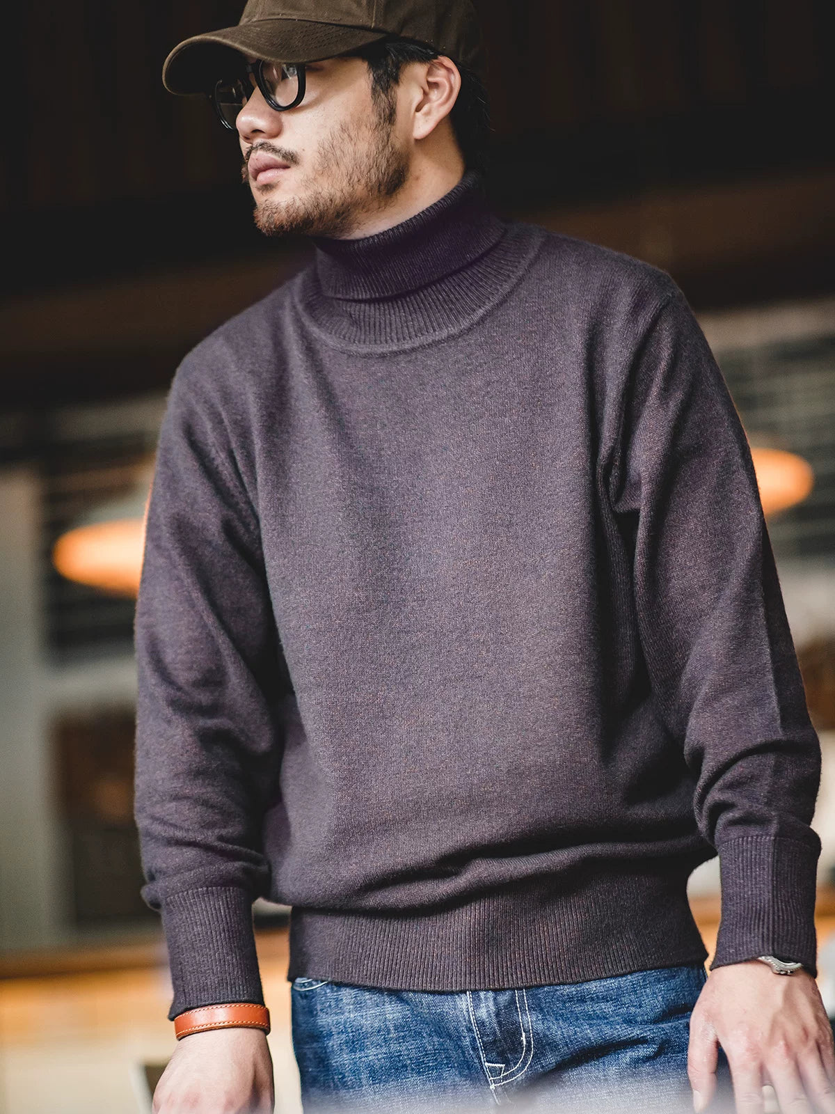Madden Casual Solid Color Turtleneck Knitted Sweater