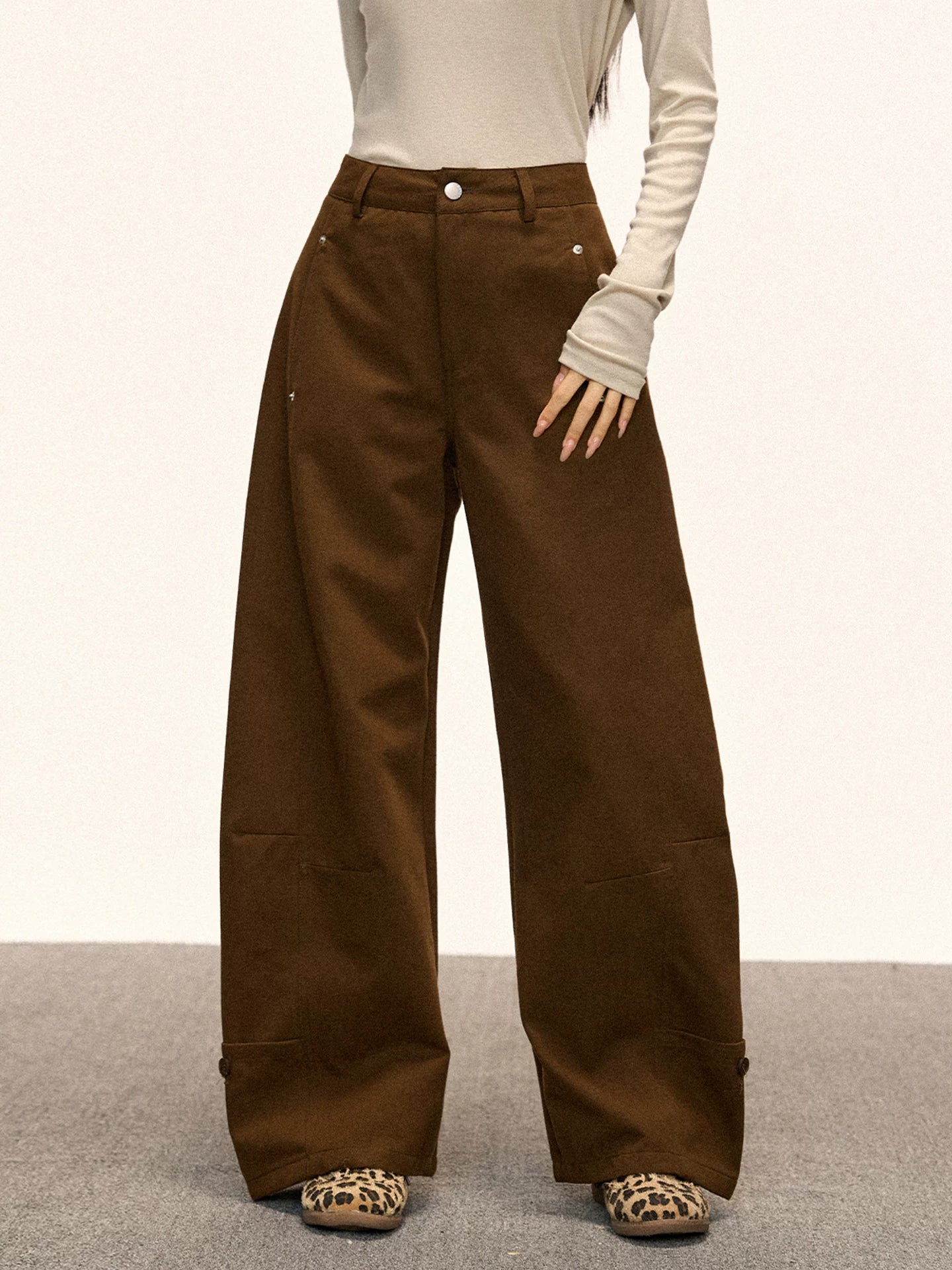 Cherry Melody Retro Slim Wide-leg Jeans