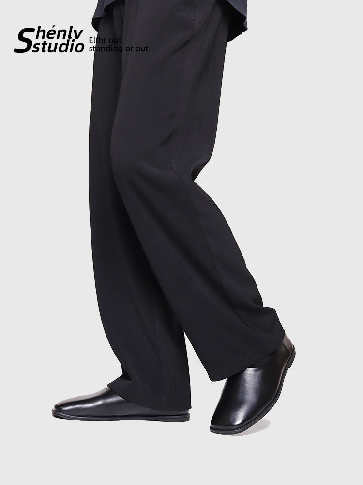 SHENLV STUDIO Simple One-pedal Lazy Flat Leather Shoes