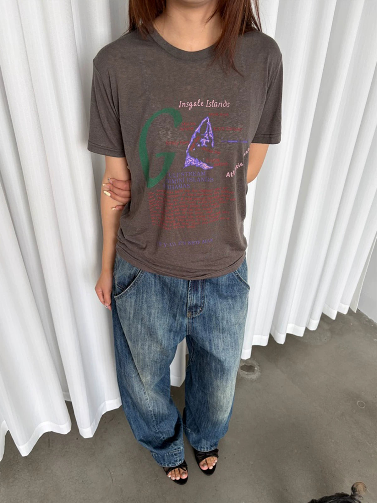 InsGale Retro Old Mottled Print Tee