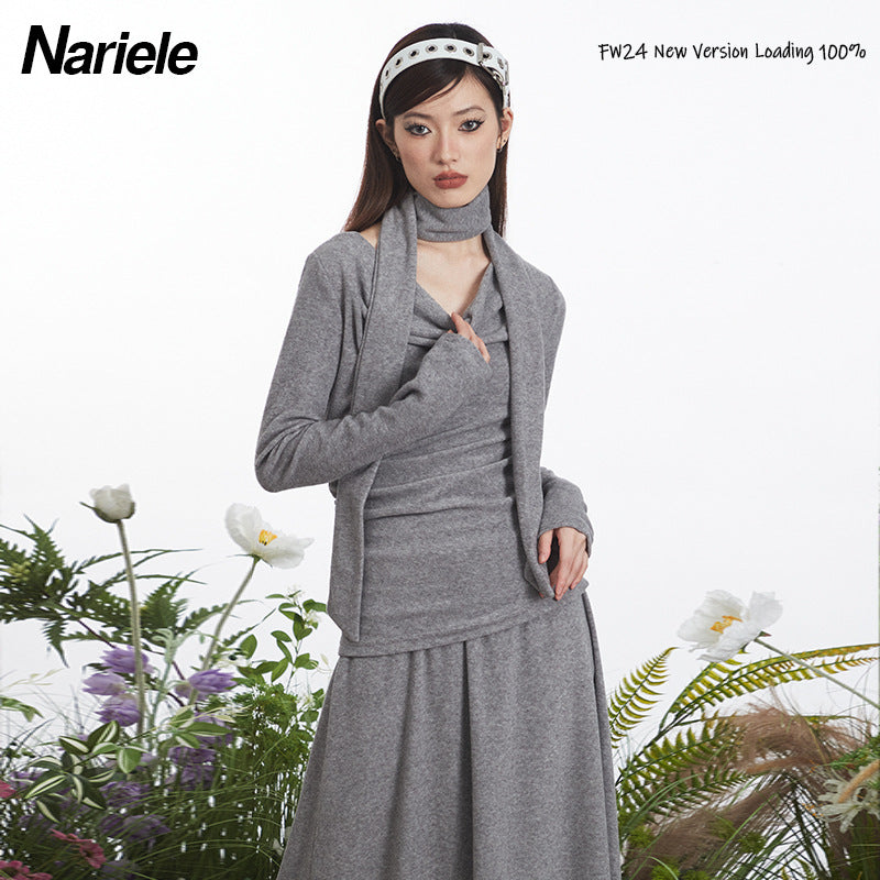 Nariele Premium Temperament Scarf Slim Fit Skirt
