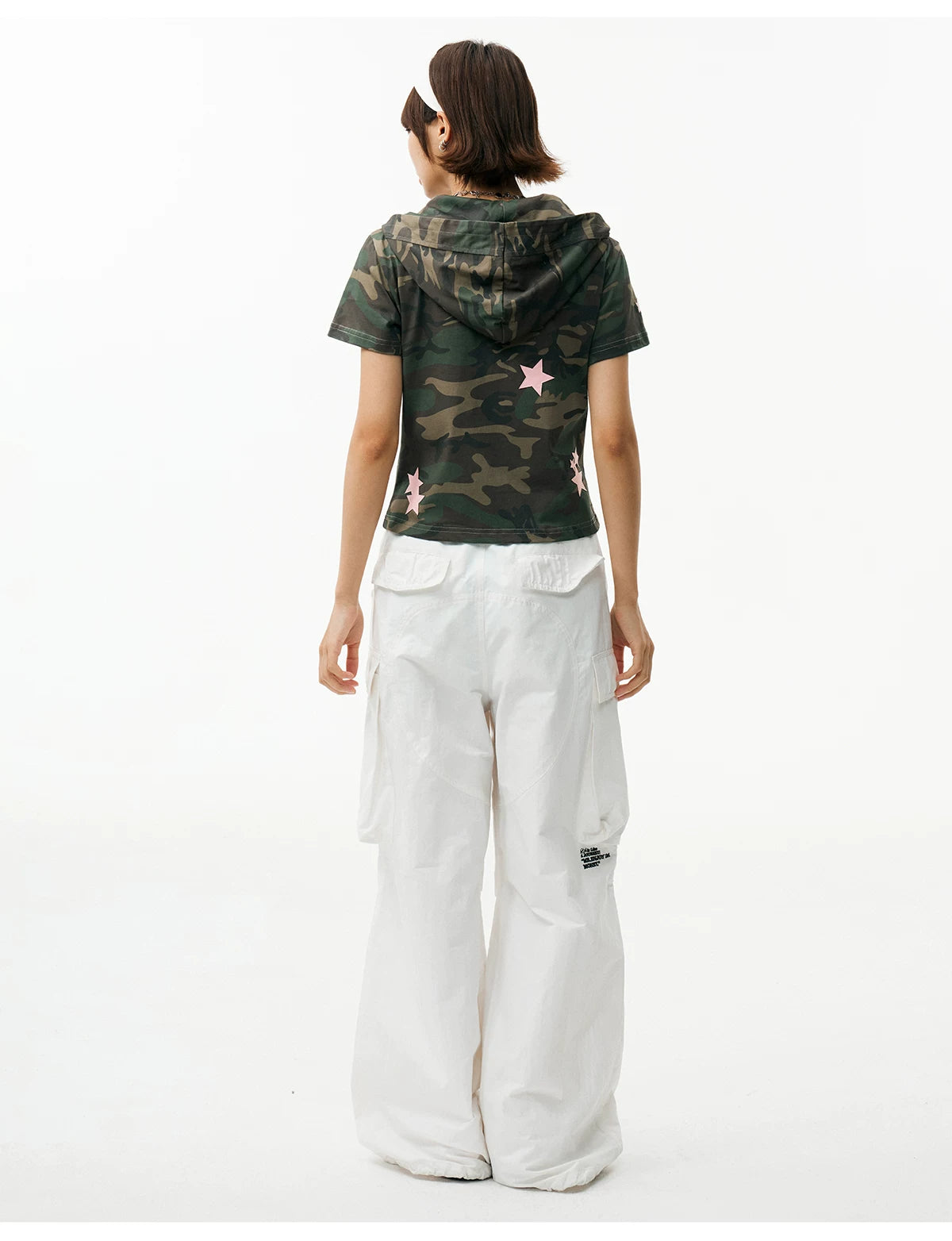 MEDM Camouflage Star Skin Slim-fit Hooded Cardigan