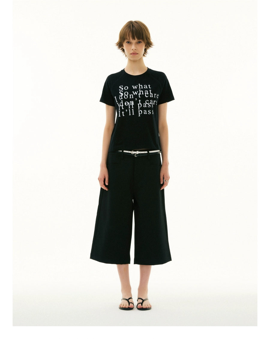 FUNKYFUN Slogan Shoulder Sleeve Loose Tee