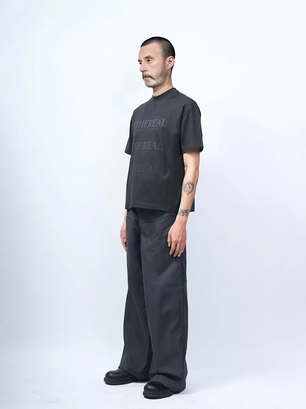 ETHEREAL PRODUCTION Crew Neck Short Alphabet Printed Tee