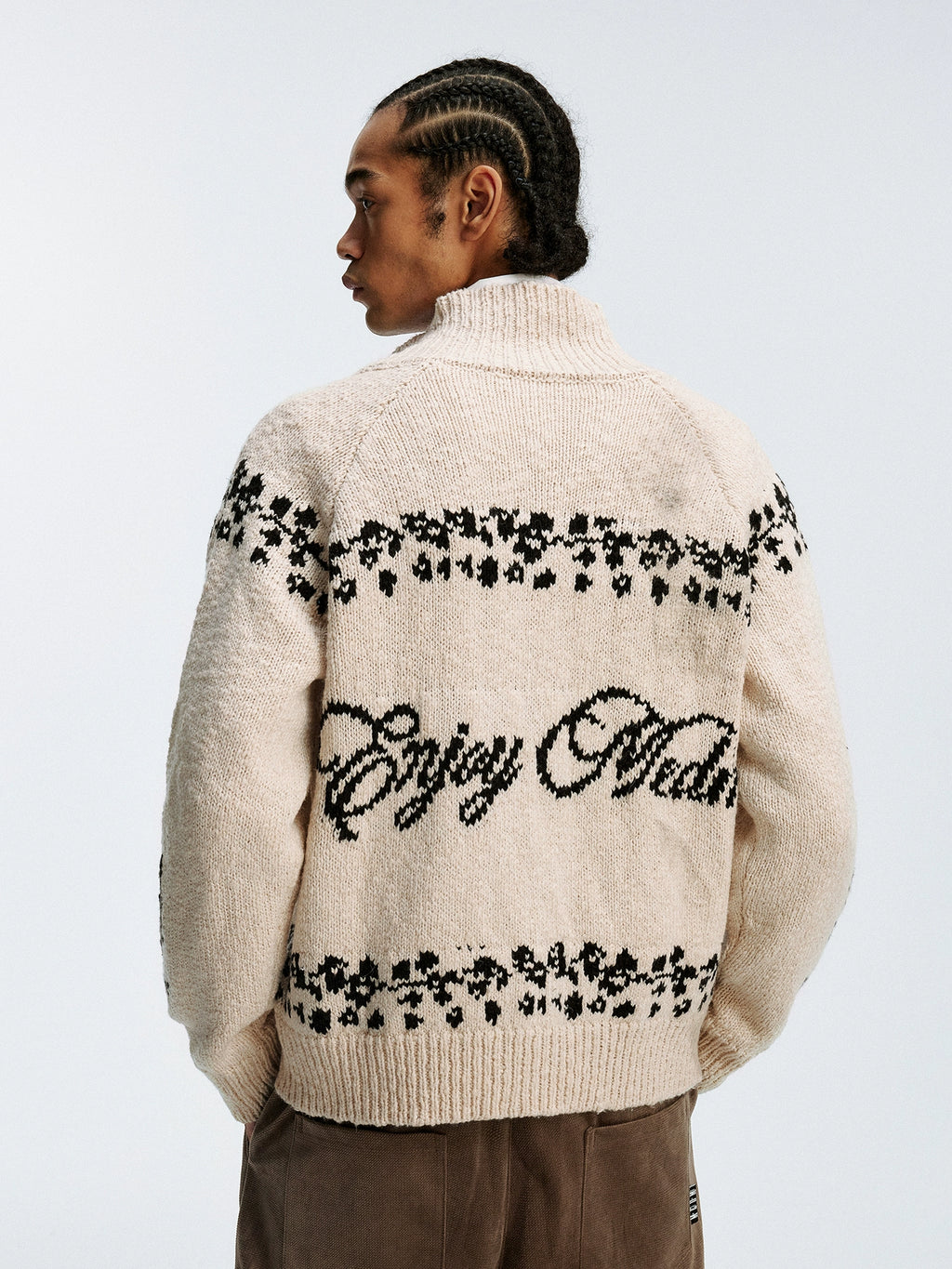 MEDM Casual Angel Pattern Embroidered Lapel Knitted Sweater
