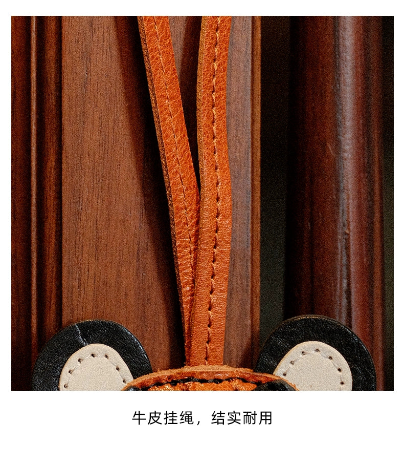 HALF WORK cowhide bag pendant genuine leather retro handmade tiger head pendant tiger zodiac bag pendant