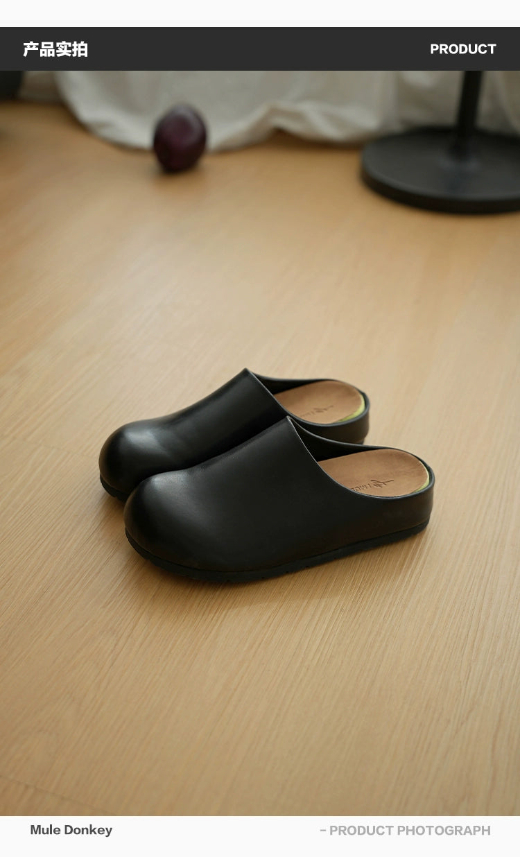 Donkey Anti-velvet Thick-soled Lazy Ugly Bag Head Half Slippers