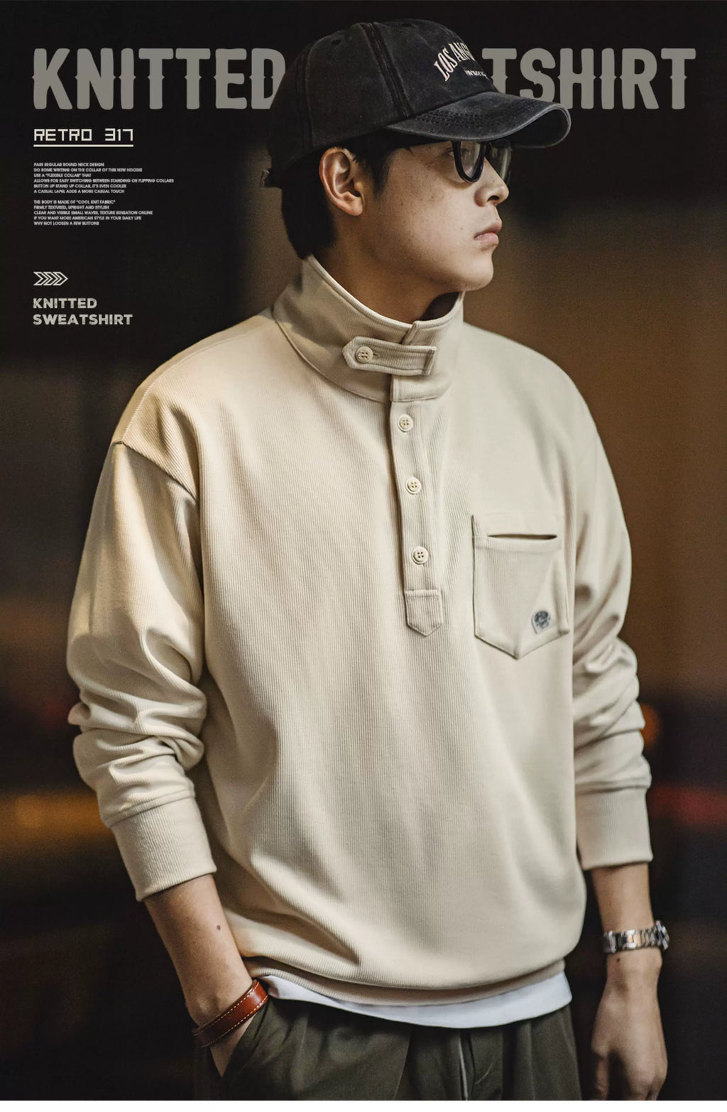 Madden casual semi-open collar knitted Polo shirt