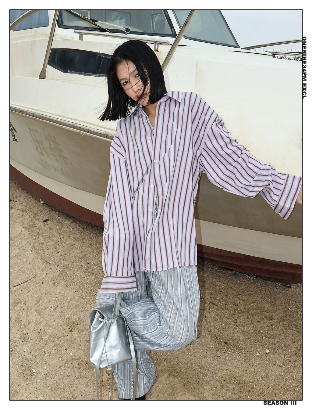 ONENINE34PM Lazy Striped Long Sleeve Shirt