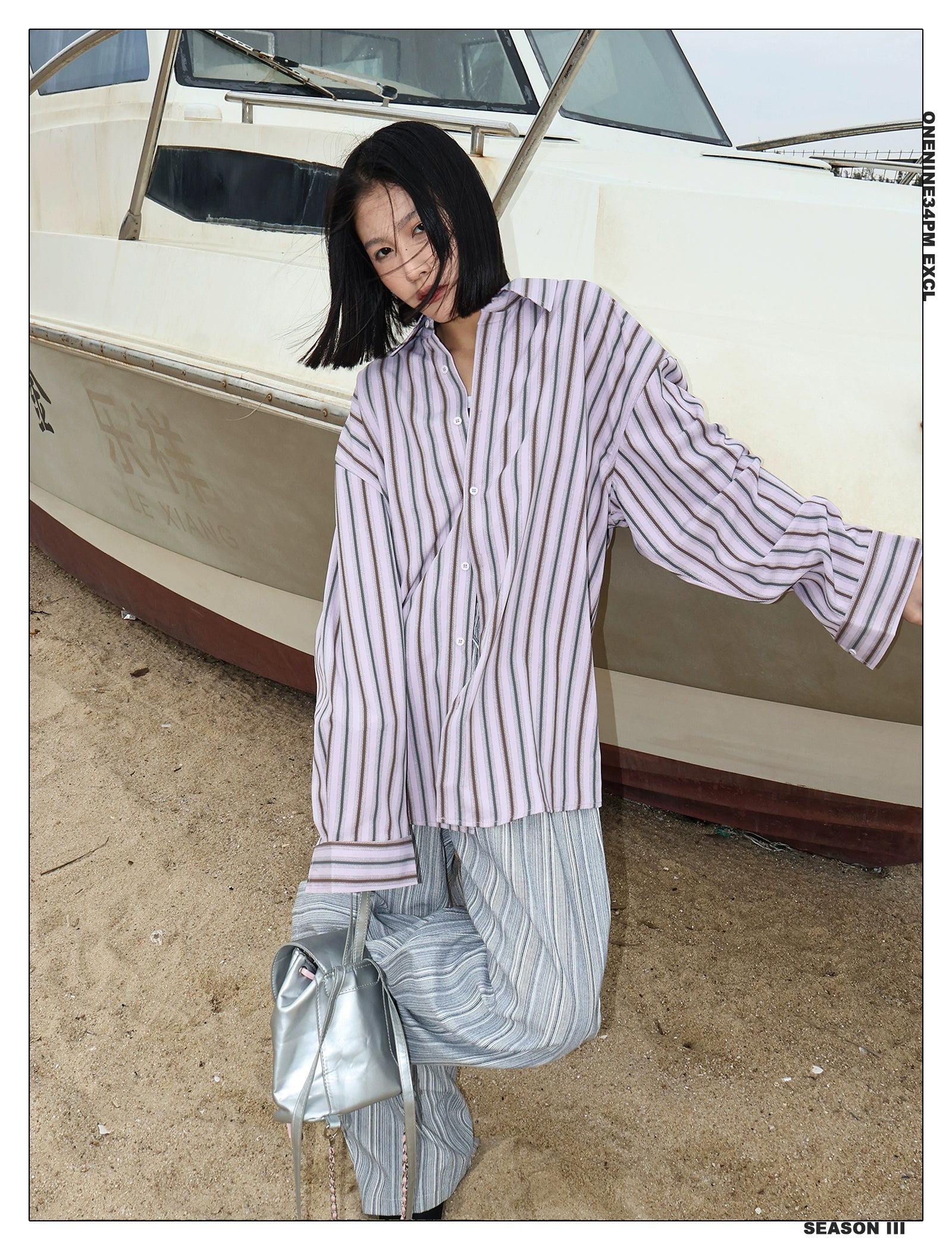 ONENINE34PM Lazy Striped Long Sleeve Shirt