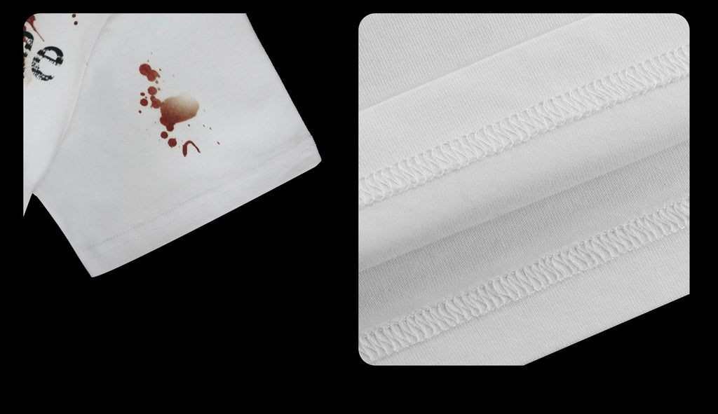 NightLab Blood Stained White Ink Print Front Shoulder Tee