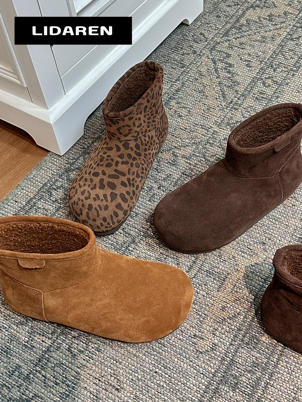 Lidaren Produced Leather Platform Thermal Fleece Bread Shoes