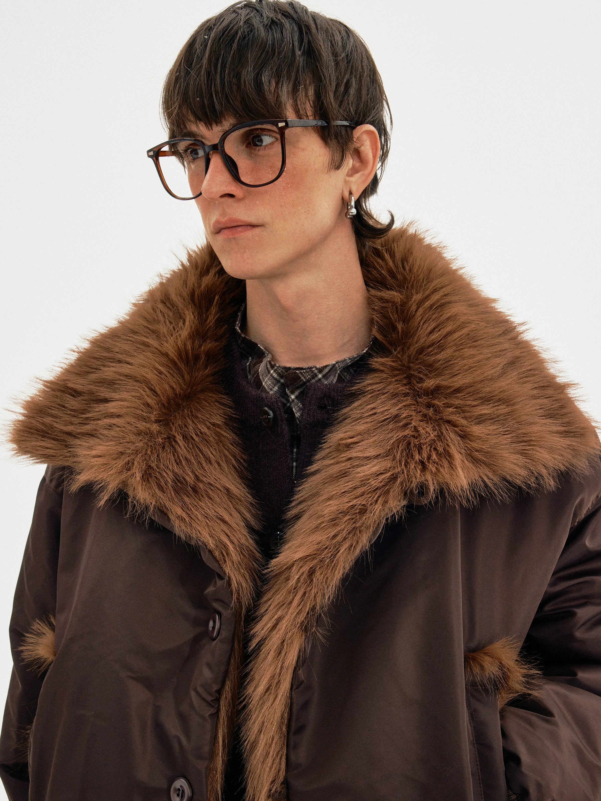 MADWITCH Vintage Premium Splicing Fur Collar Jacket