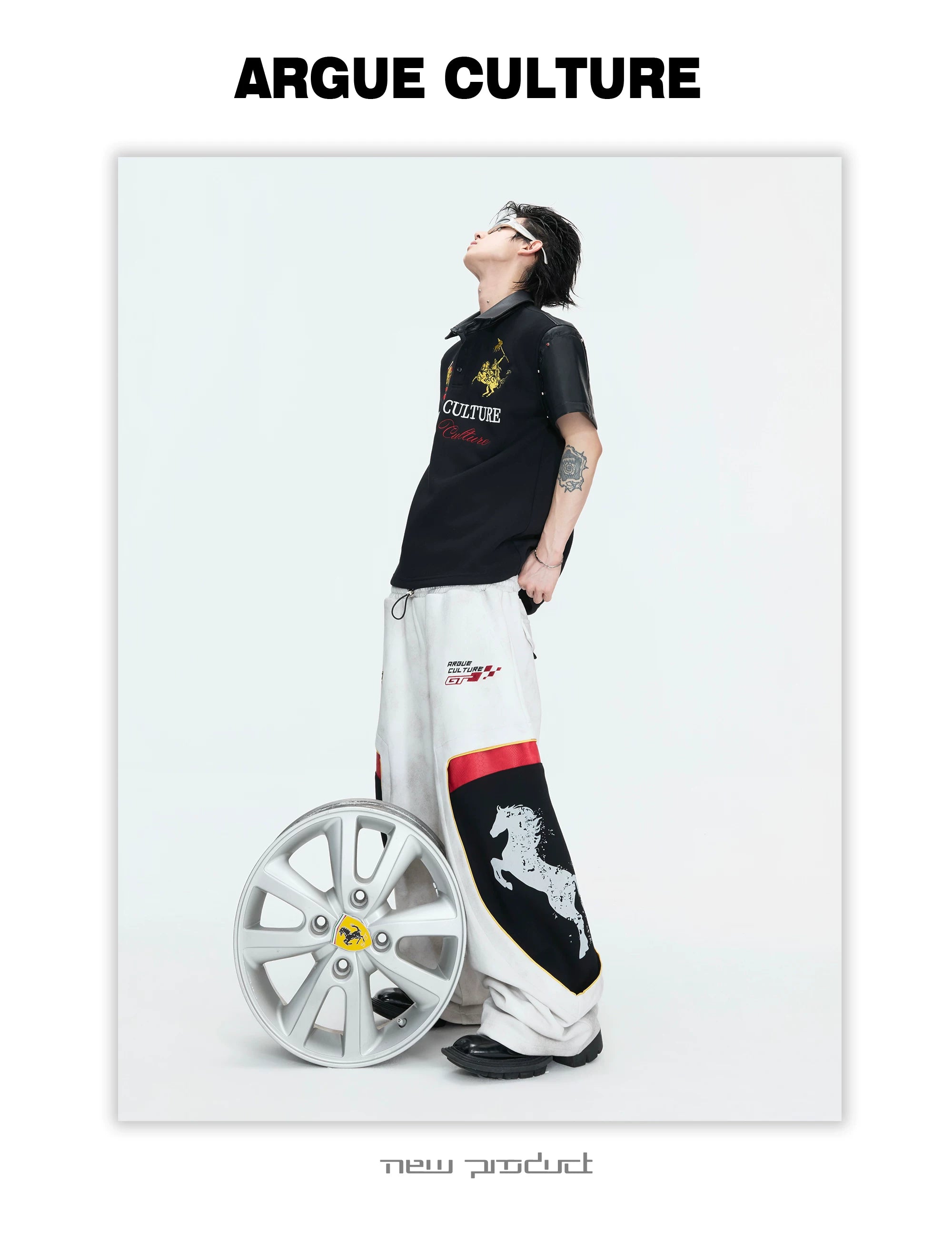 ArguECulturE Embroidered Fake Two-piece Double-waisted Sweatpants