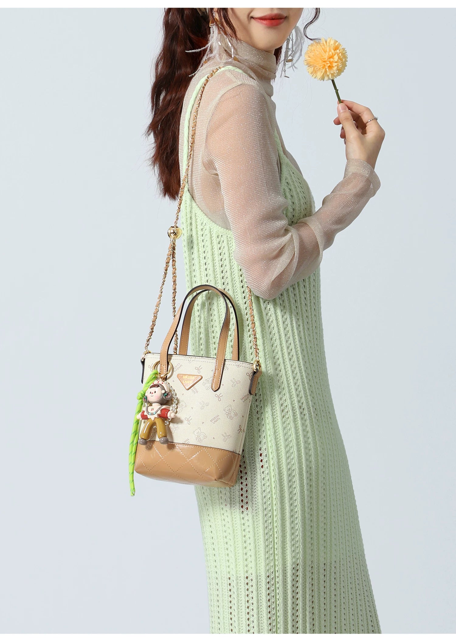 Masha Lanti Chain Bear Crossbody Bag