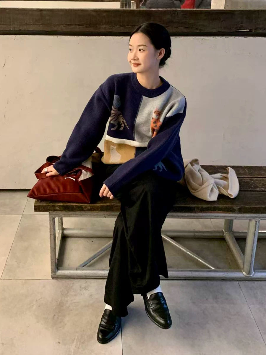 LIVINGTOWN cat knitted sweater