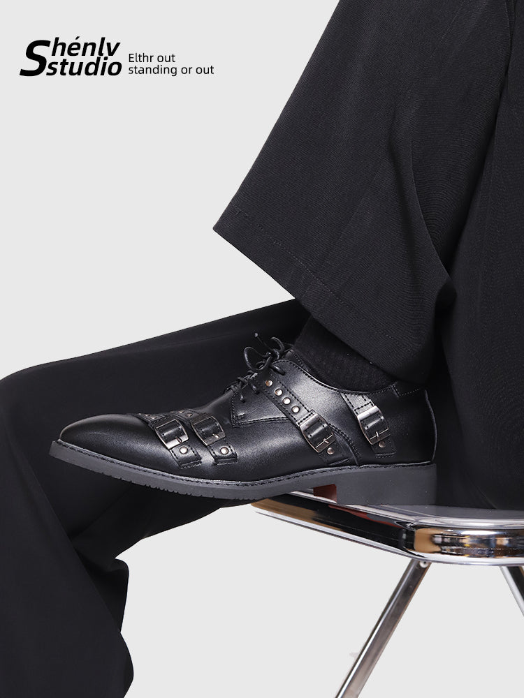 SHENLV STUDIO Dark Punk Pointed Leather Shoes