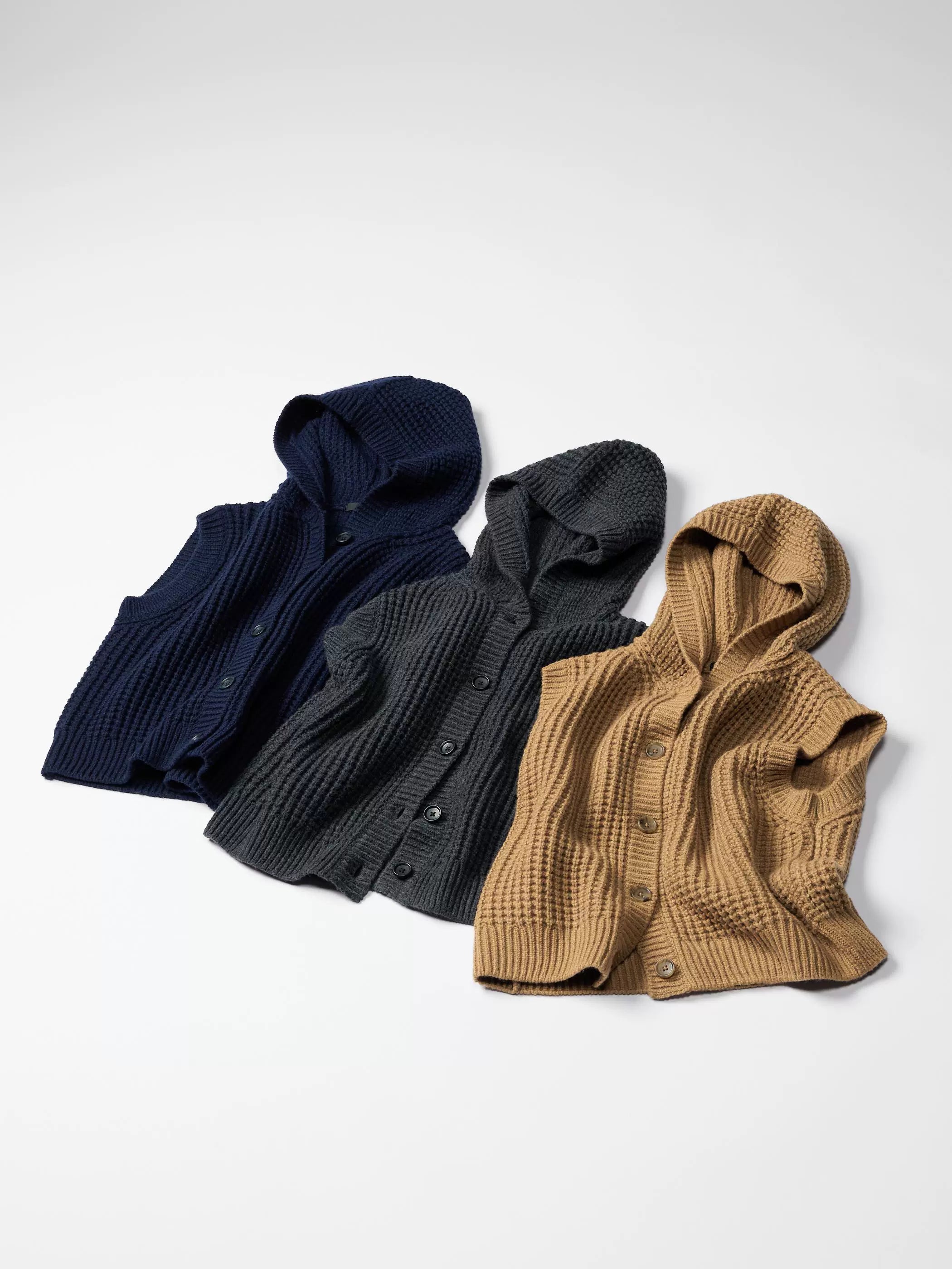 Uniqlo Waffle Hooded Knitted Vest