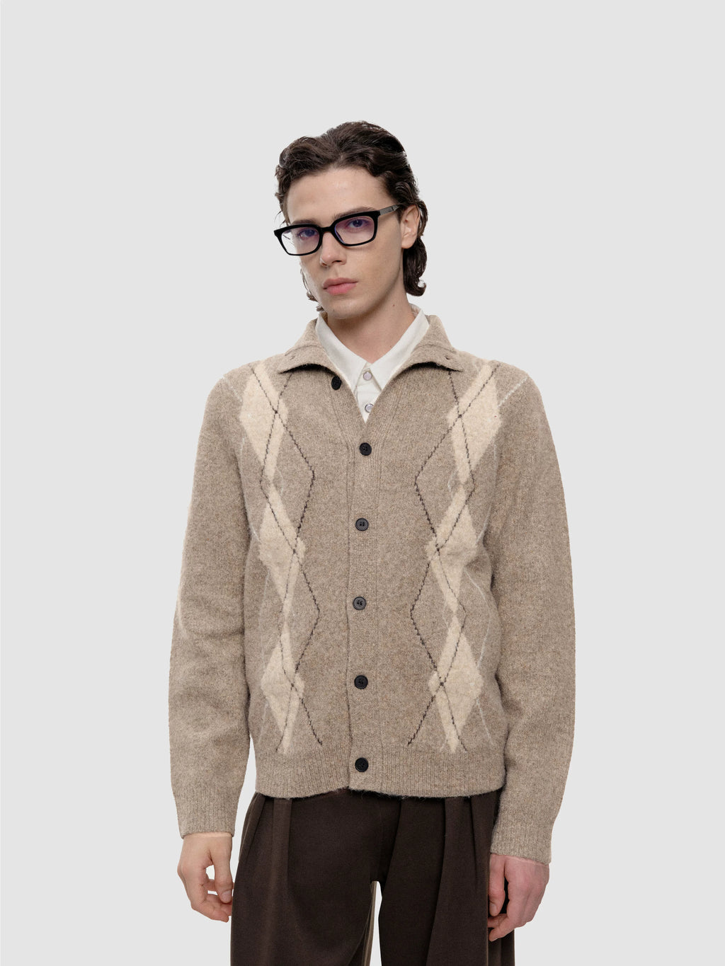 Stay The Night Diamond Grids Half Turtleneck Cardigansweater
