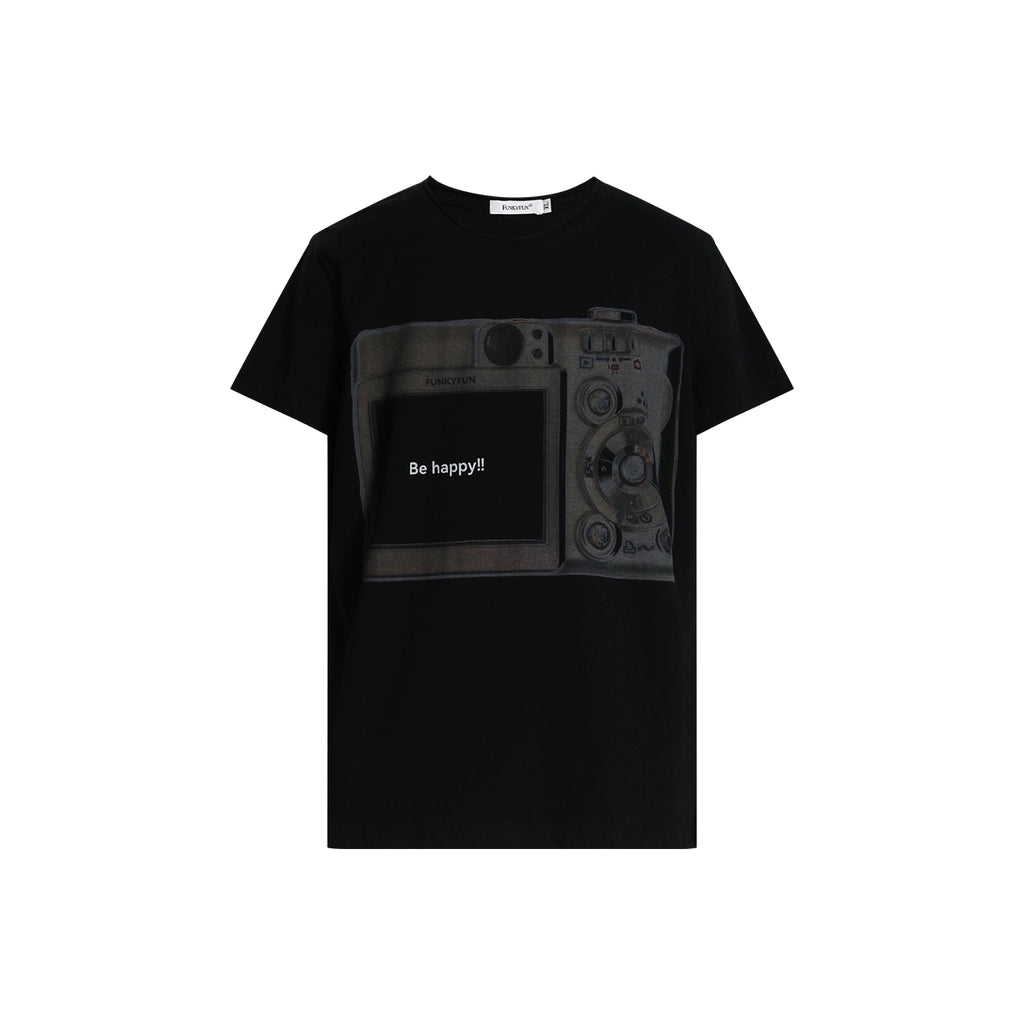 FUNKYFUN Digital Camera Printed Short-sleeved Tee