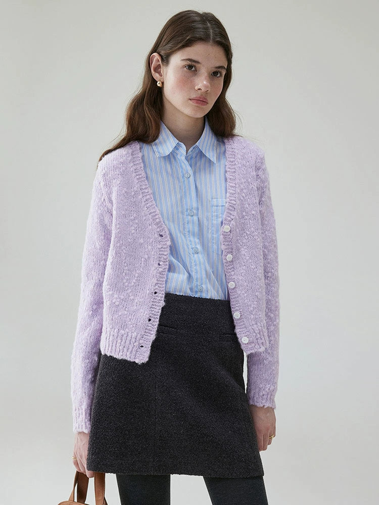 VOOEV Neck Wool-knitted Cardigan