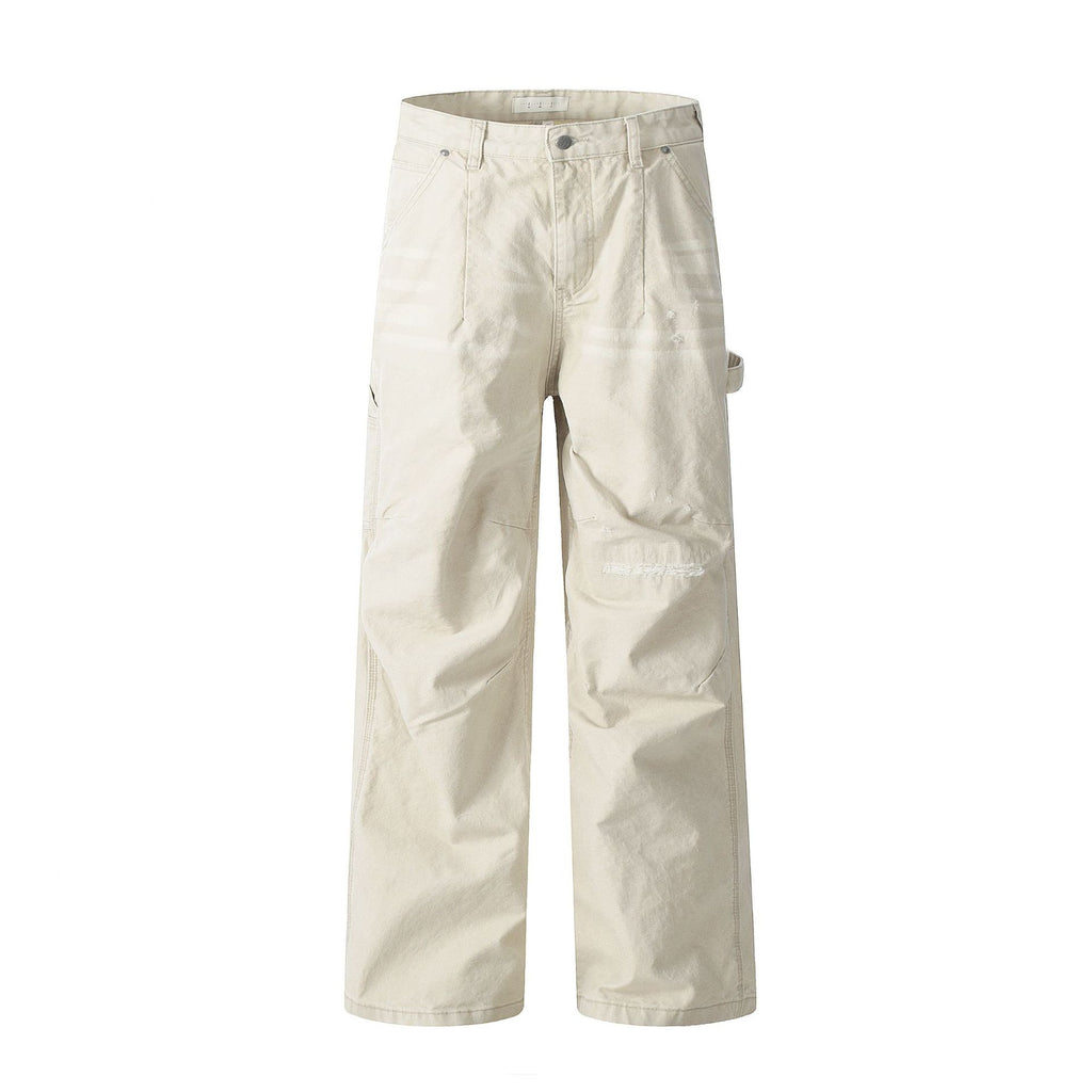 11KN washed old cut loose wide leg drape pants