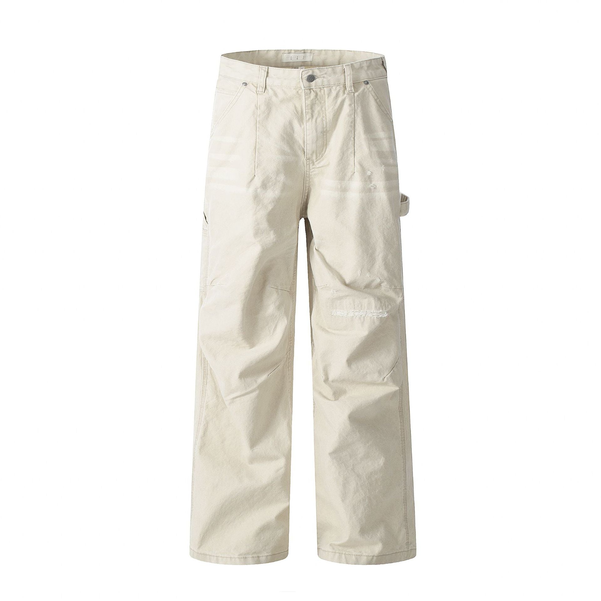 11KN washed old cut loose wide leg drape pants