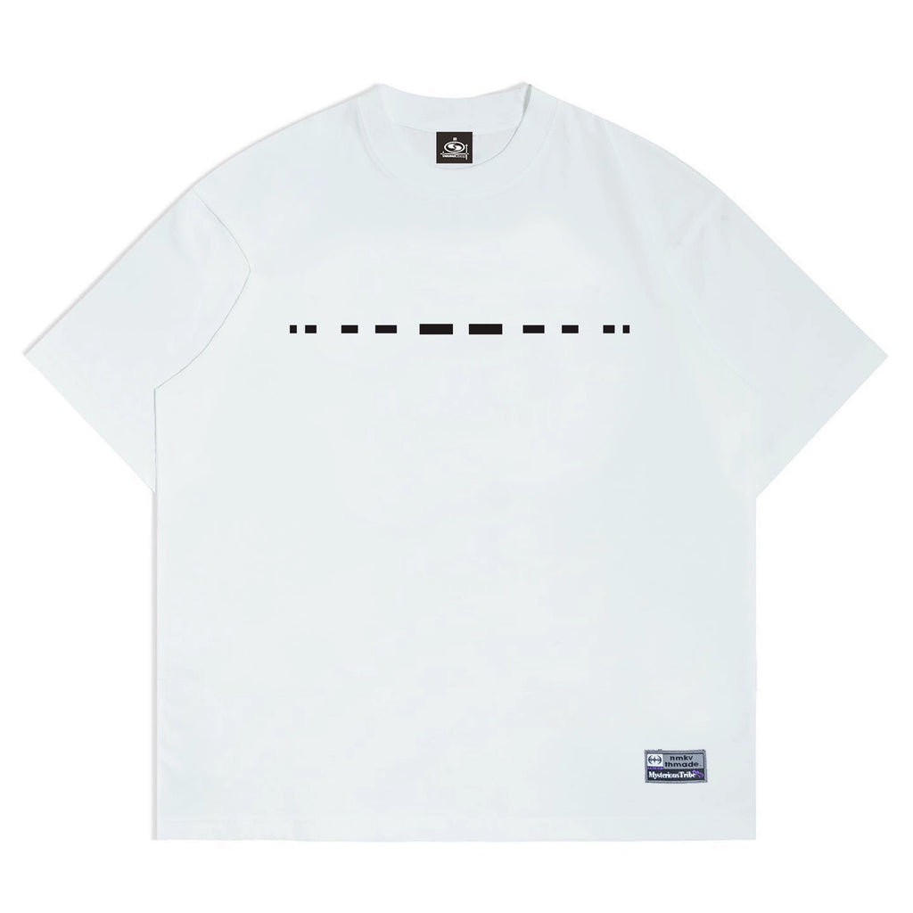 (NMK) Morse Code Cotton Loose Heavy Short Tee